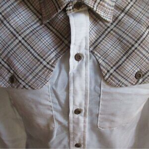Small Vintage Men's Boho Western Shirt 70's Plaid Top Disco Cowboy H.I.S. button